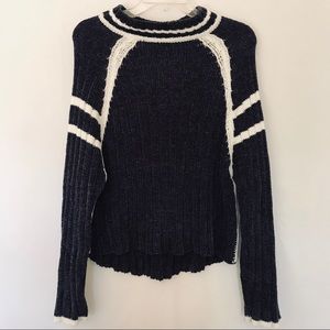 Anthropologie John & Jenn Navy chenille sweater